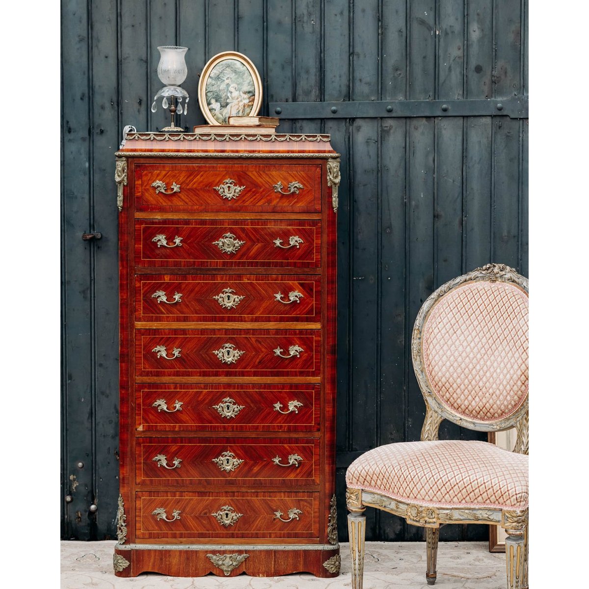 Grand semainier en bois et laiton Valery N°58 - Bon état bois foncé, DEBONGOUT