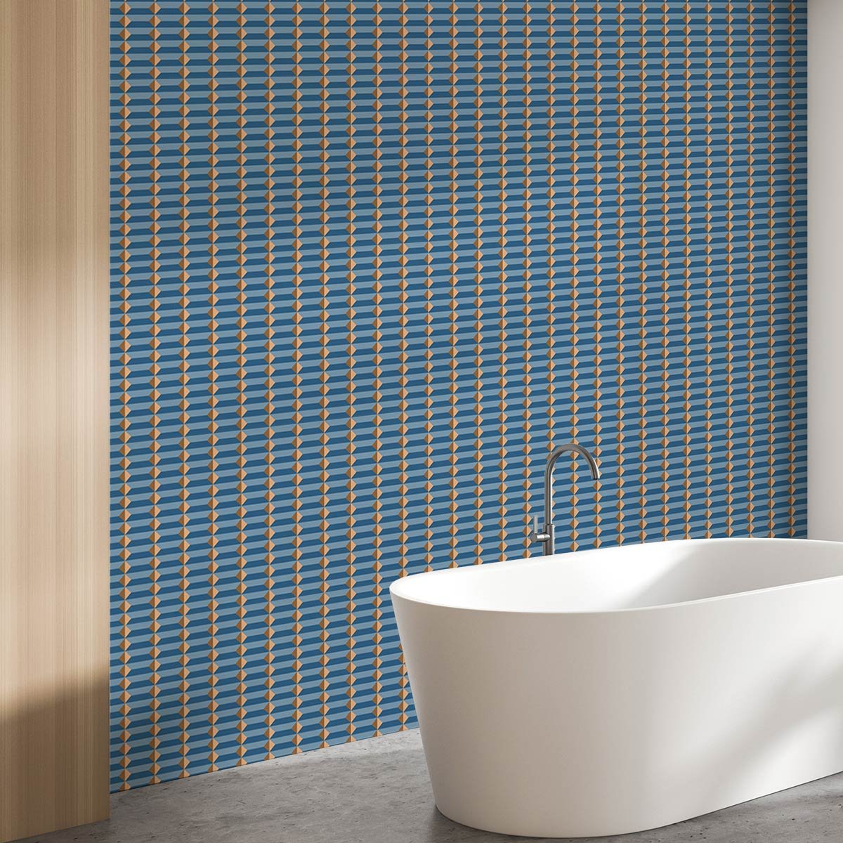 Papier peint, op art bleu bleu, HEXOA