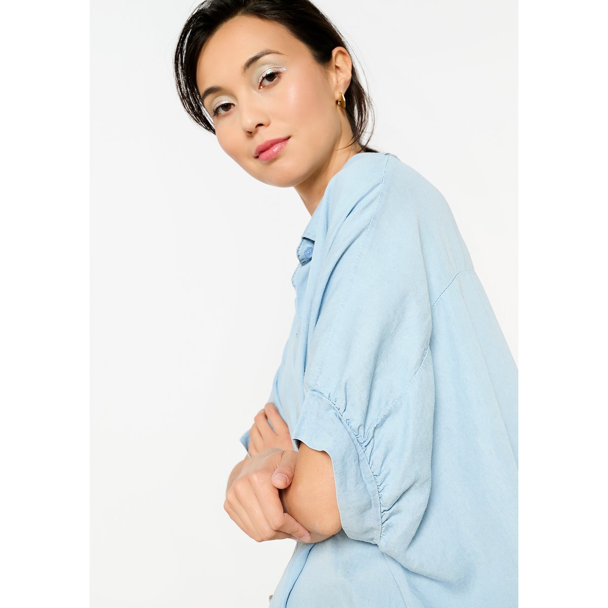 Chemise en denim doux blue bleached, LOLALIZA
