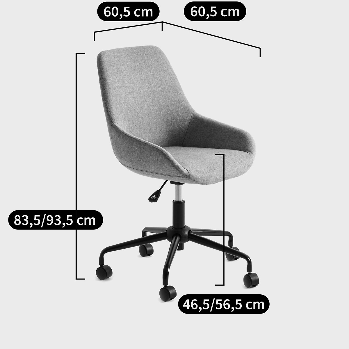 Silla de oficina con ruedas, Asting crudo, LA REDOUTE INTERIEURS