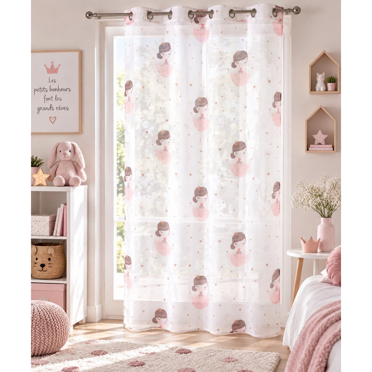 Panneau a oeillets Voilage Fifi Petite Princesse rose, EDEN