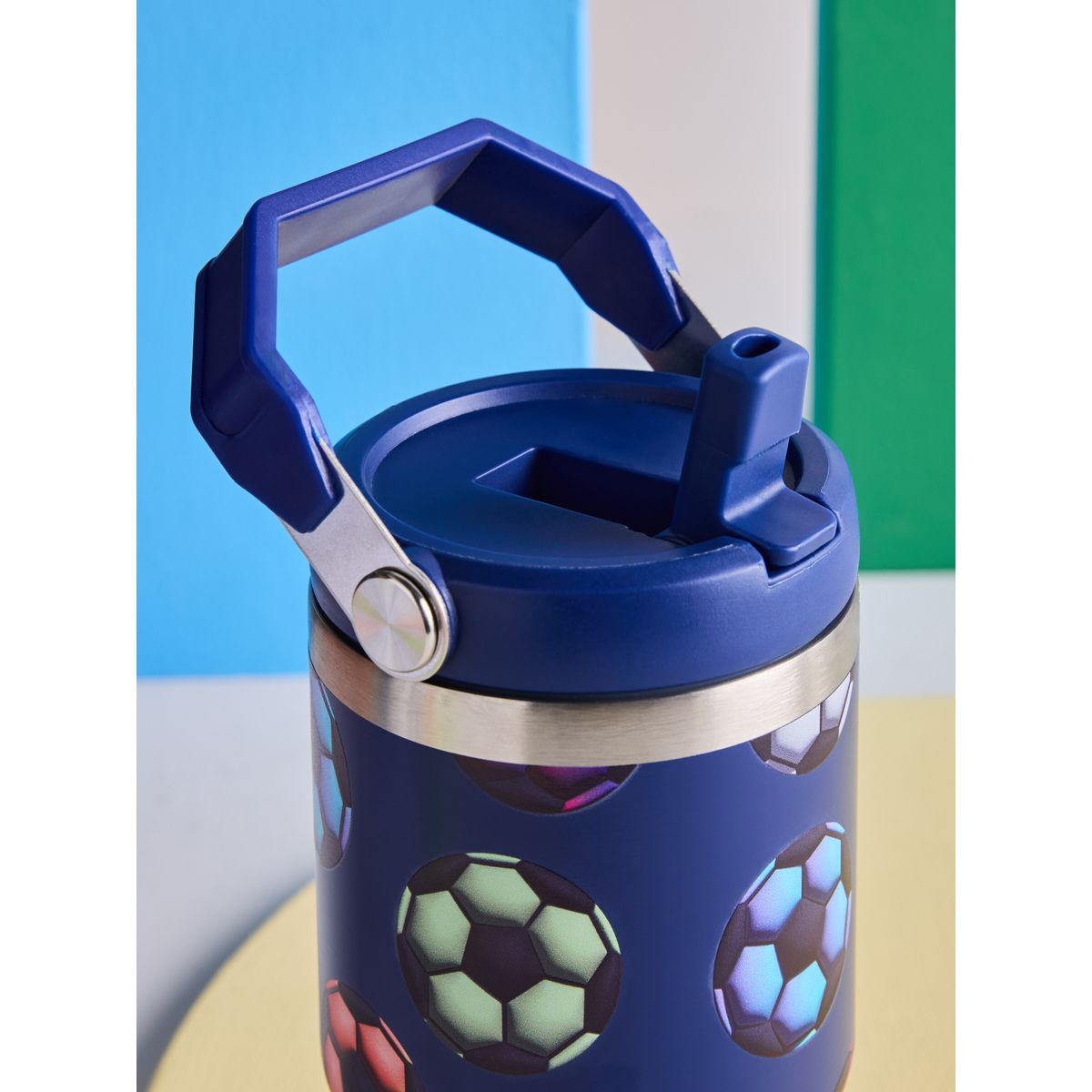 Gourde football en acier inoxydable 600 ml bleu marine, NEXT