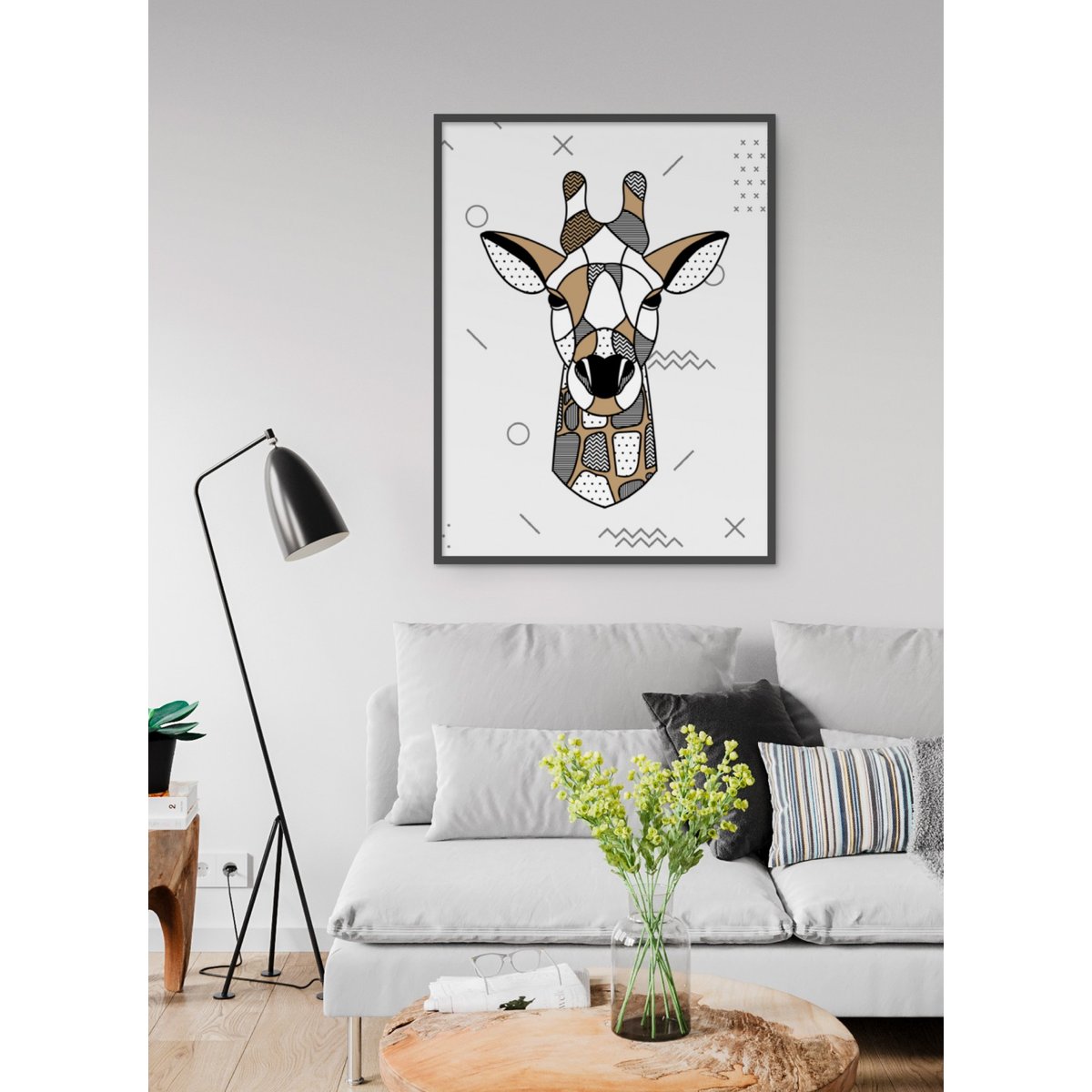 Affiche Girafe scandinave blanc, L'AFFICHERIE