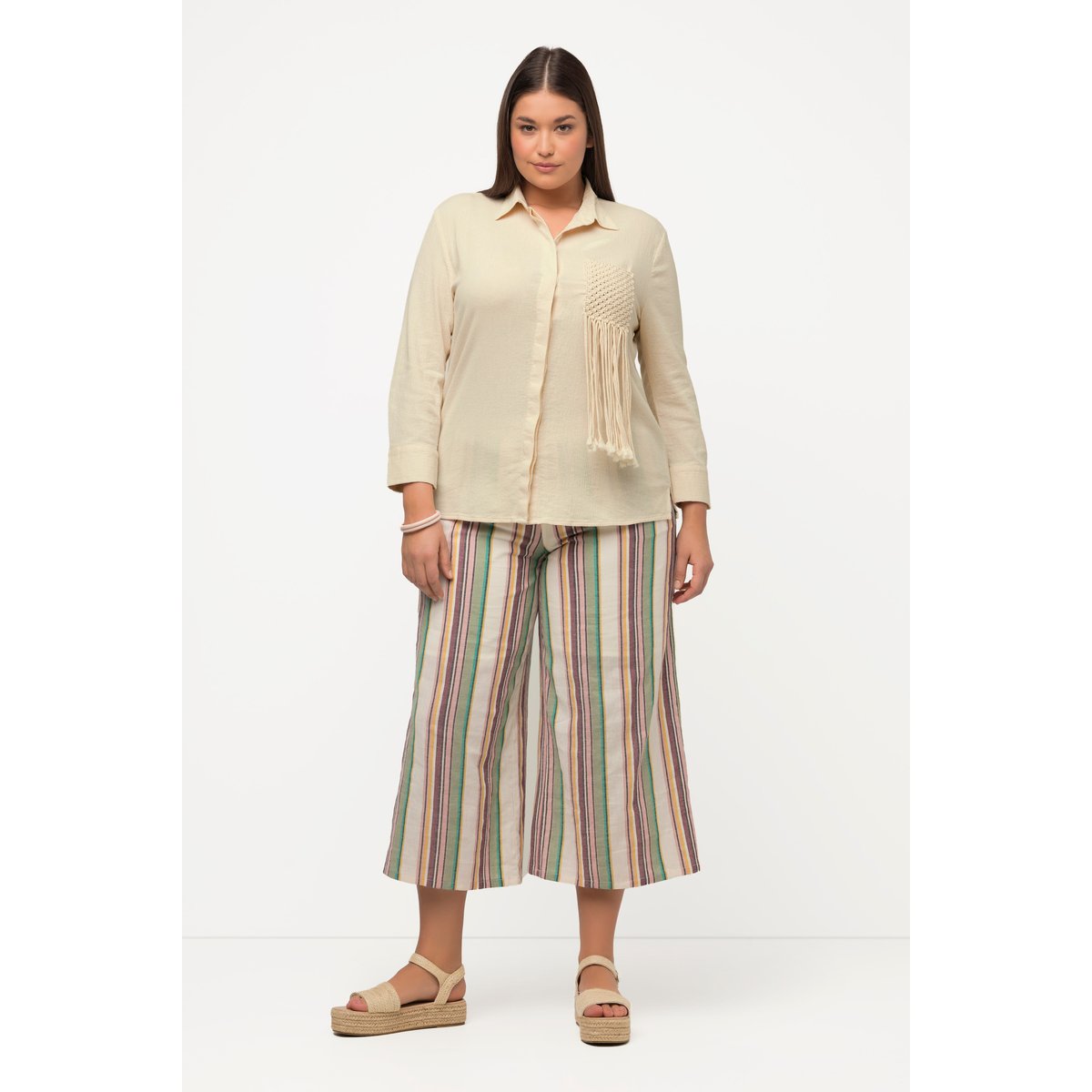 Chemisier en coton bio texturé. Col chemise pop corn, ULLA POPKEN