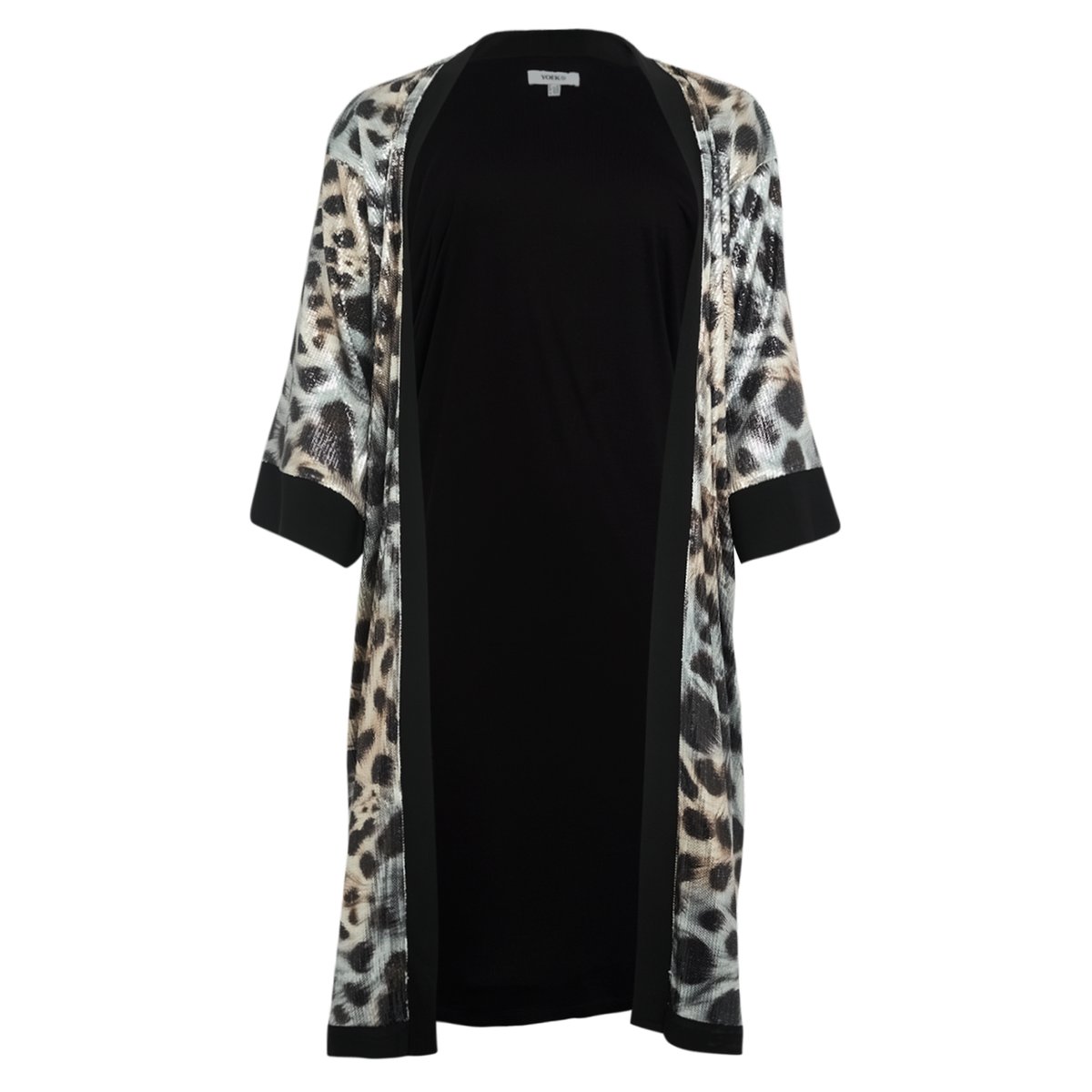 Kimono ornementée de sequins / à sequins noir, YOEK