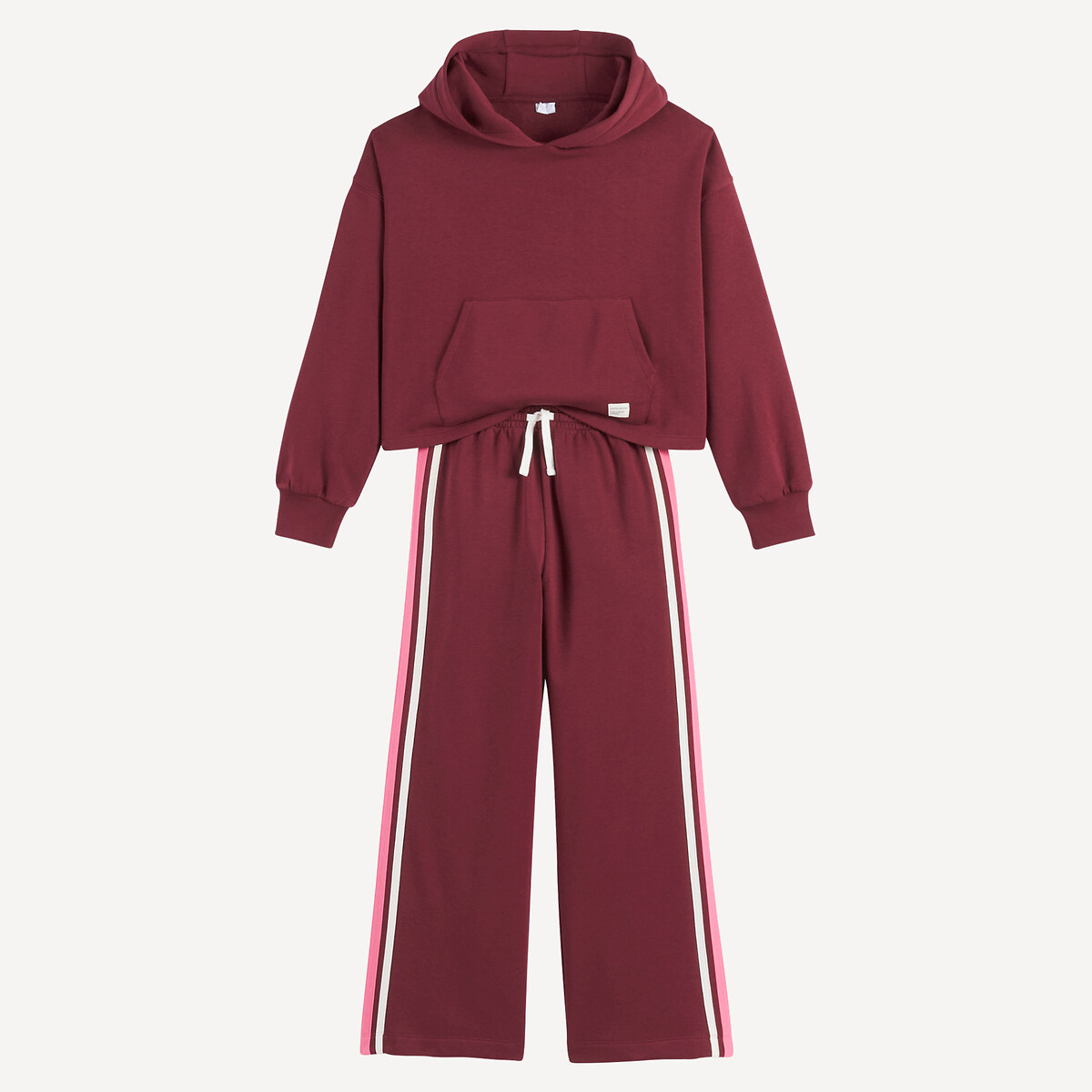 2-delig ensemble, hoodie en joggingbroek, in molton bordeaux , LA REDOUTE COLLECTIONS