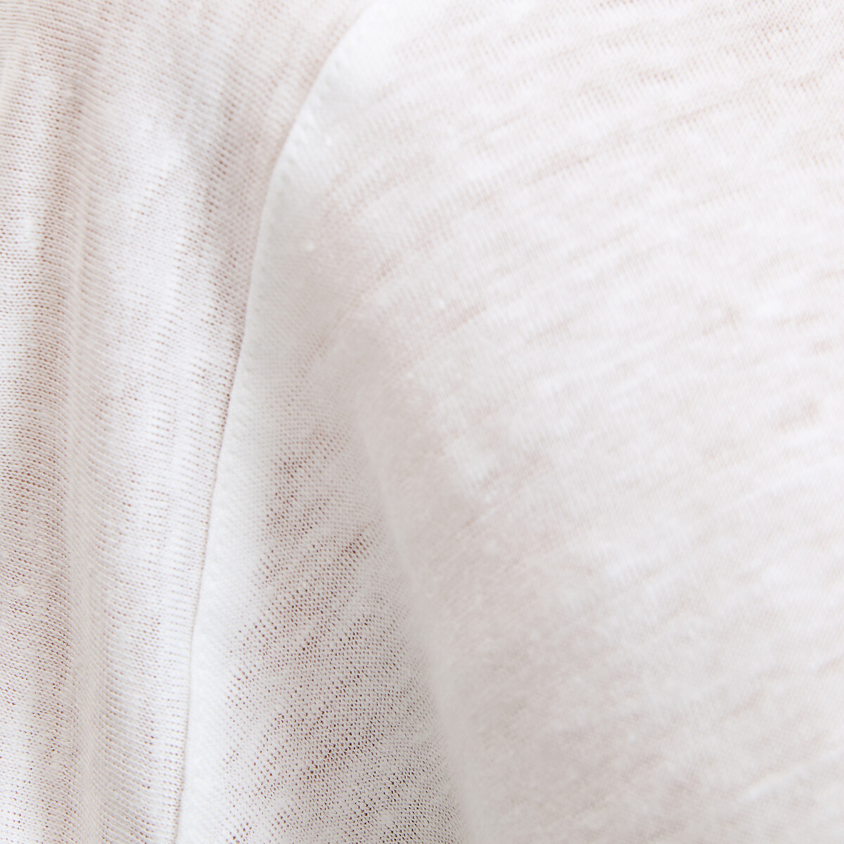 T-shirt col rond, à manches courtes, en lin blanc, LA REDOUTE COLLECTIONS