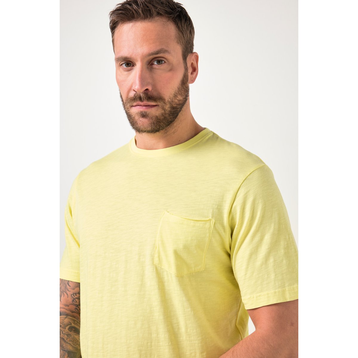 T-shirt à manches courtes, poche poitrine jaune citron, JP1880