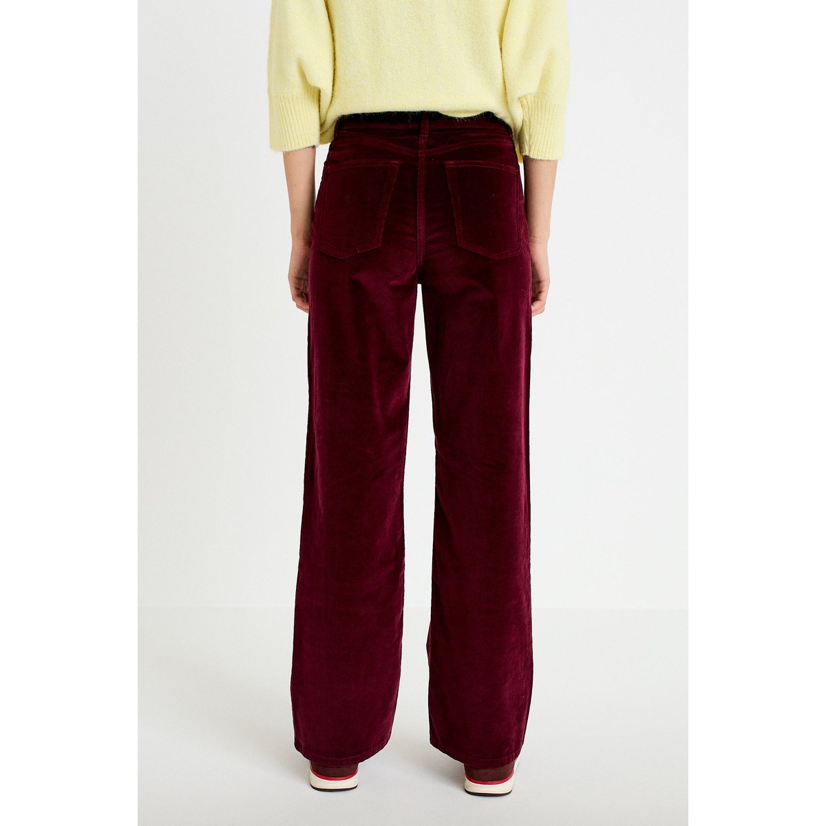 Pantalon bootcut taille haute velours bordeaux, CACHE CACHE