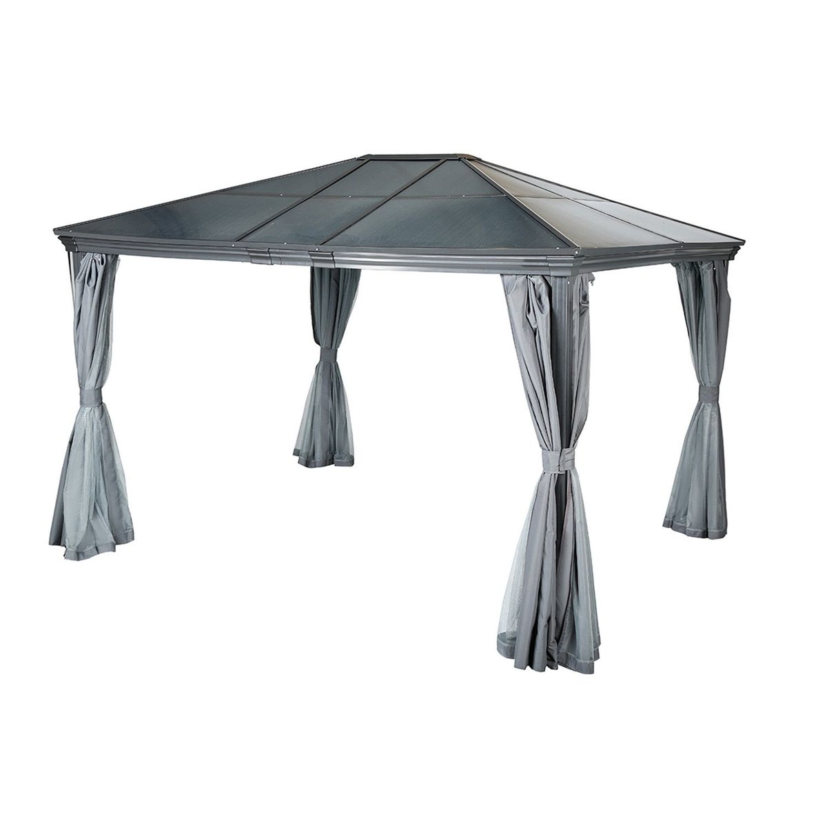Pergola en aluminium et polycarbonate BELIZE gris foncé, HESPERIDE