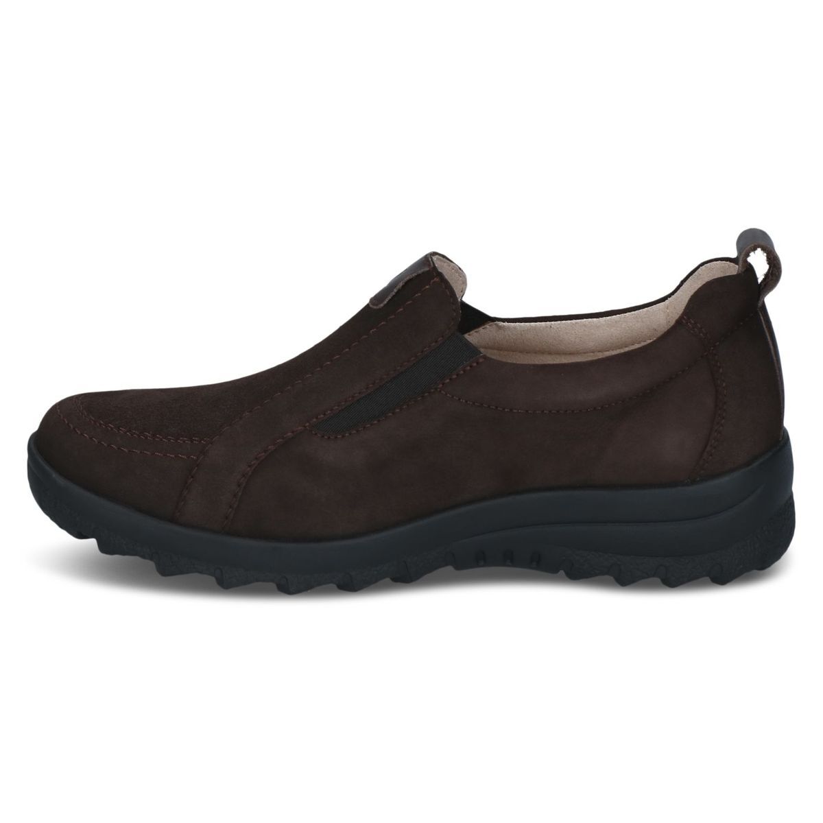 Slipper en cuir marron foncé combiné, CAPRICE