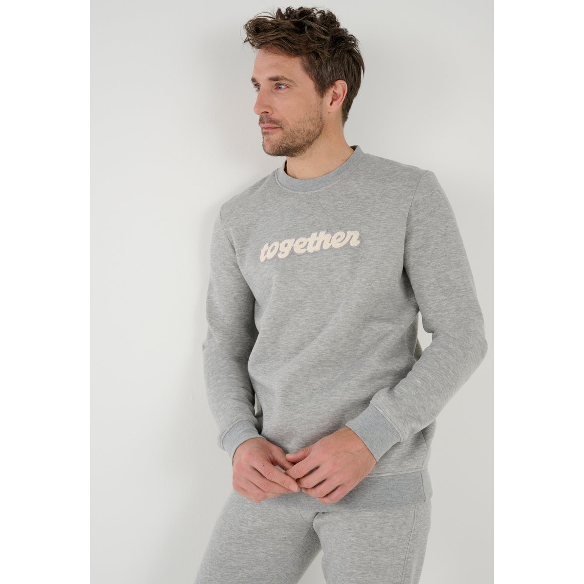 Sweatshirt Thermolactyl en molleton gris chiné, DAMART