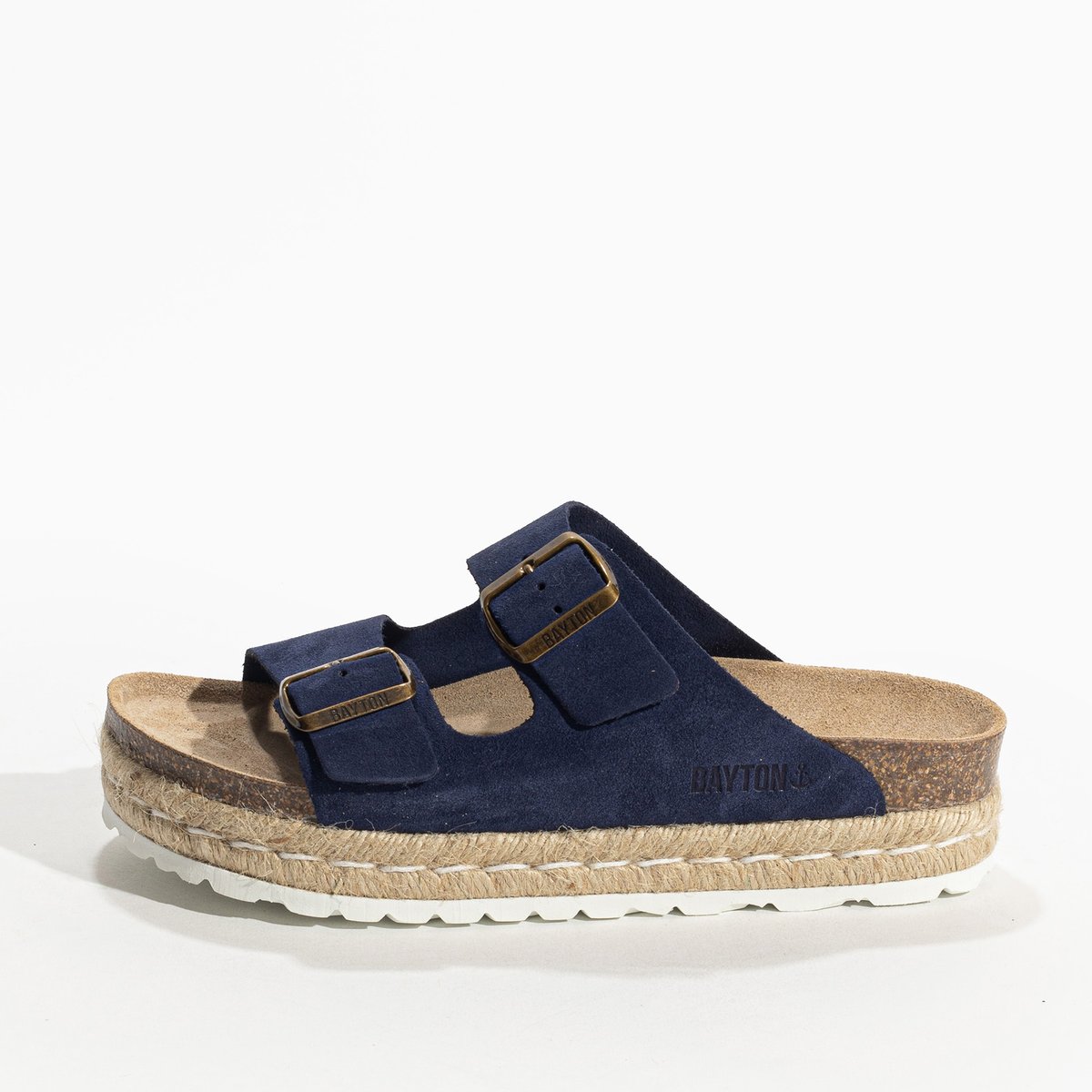 Sandales en cuir suedé OLYMPE bleu marine, BAYTON