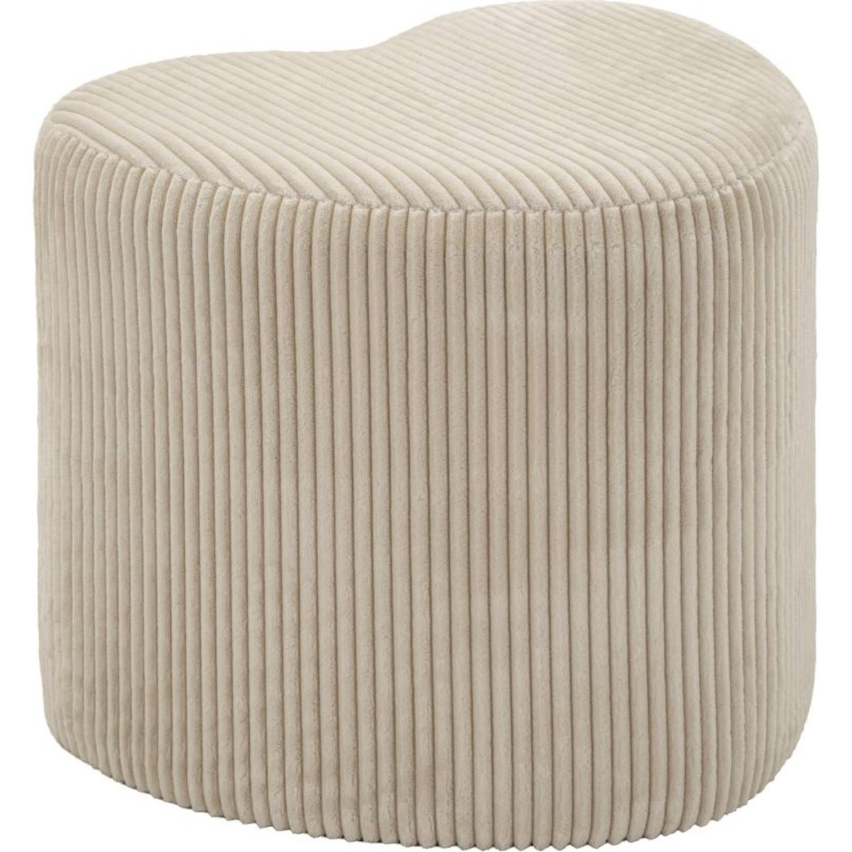 Pouf cœur en tissu côtelé MODERN blanc crème, RECOLLECTION