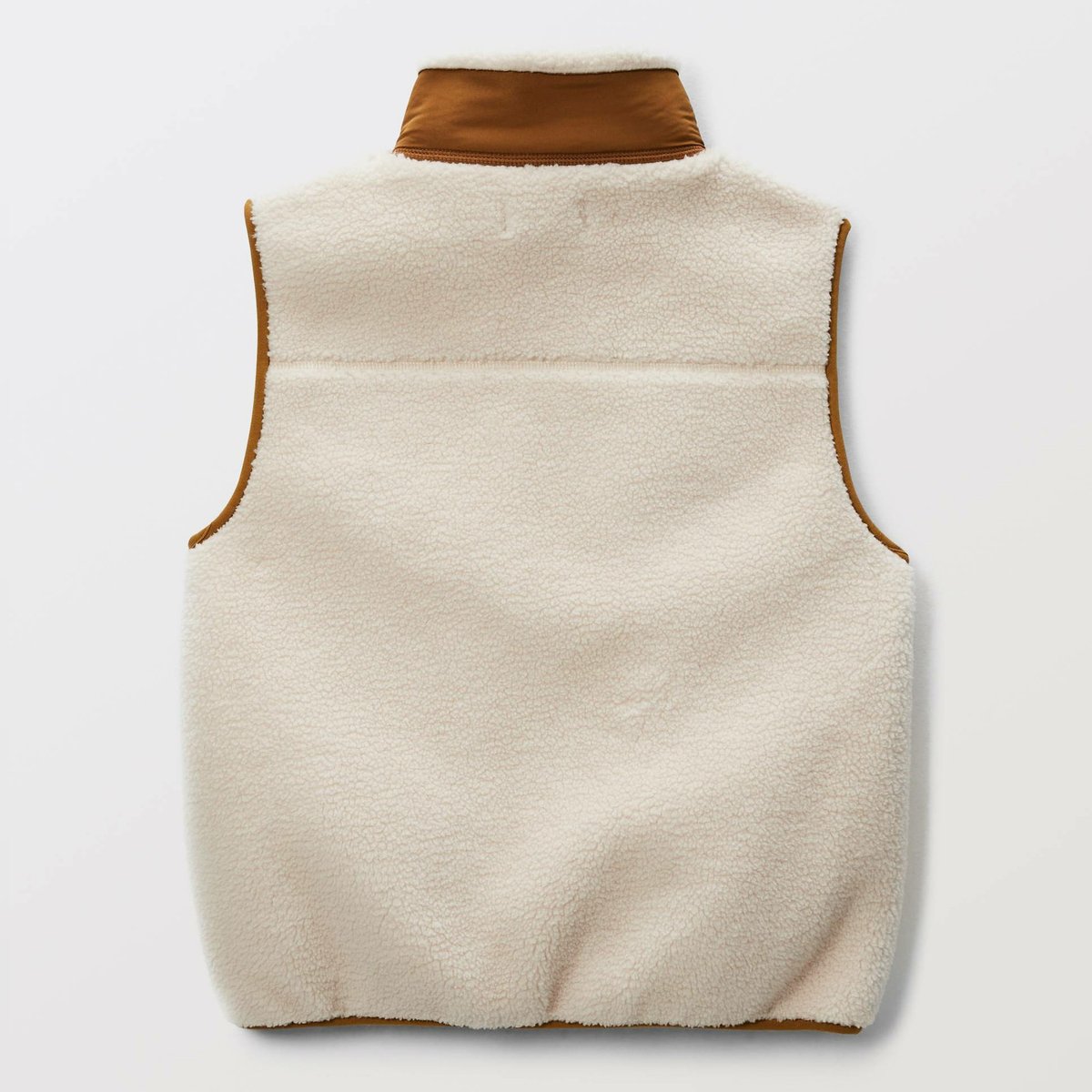 Veste sans manches uni en sherpa ecru, MONOPRIX
