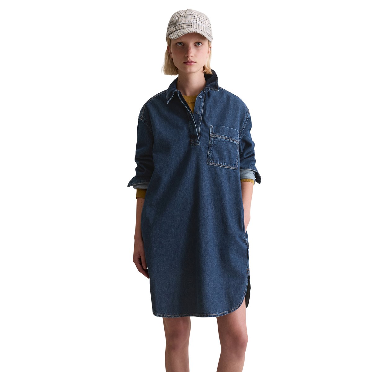 Robe polo en jean oversized en pur coton bio bleu foncé, MARC O’POLO DENIM