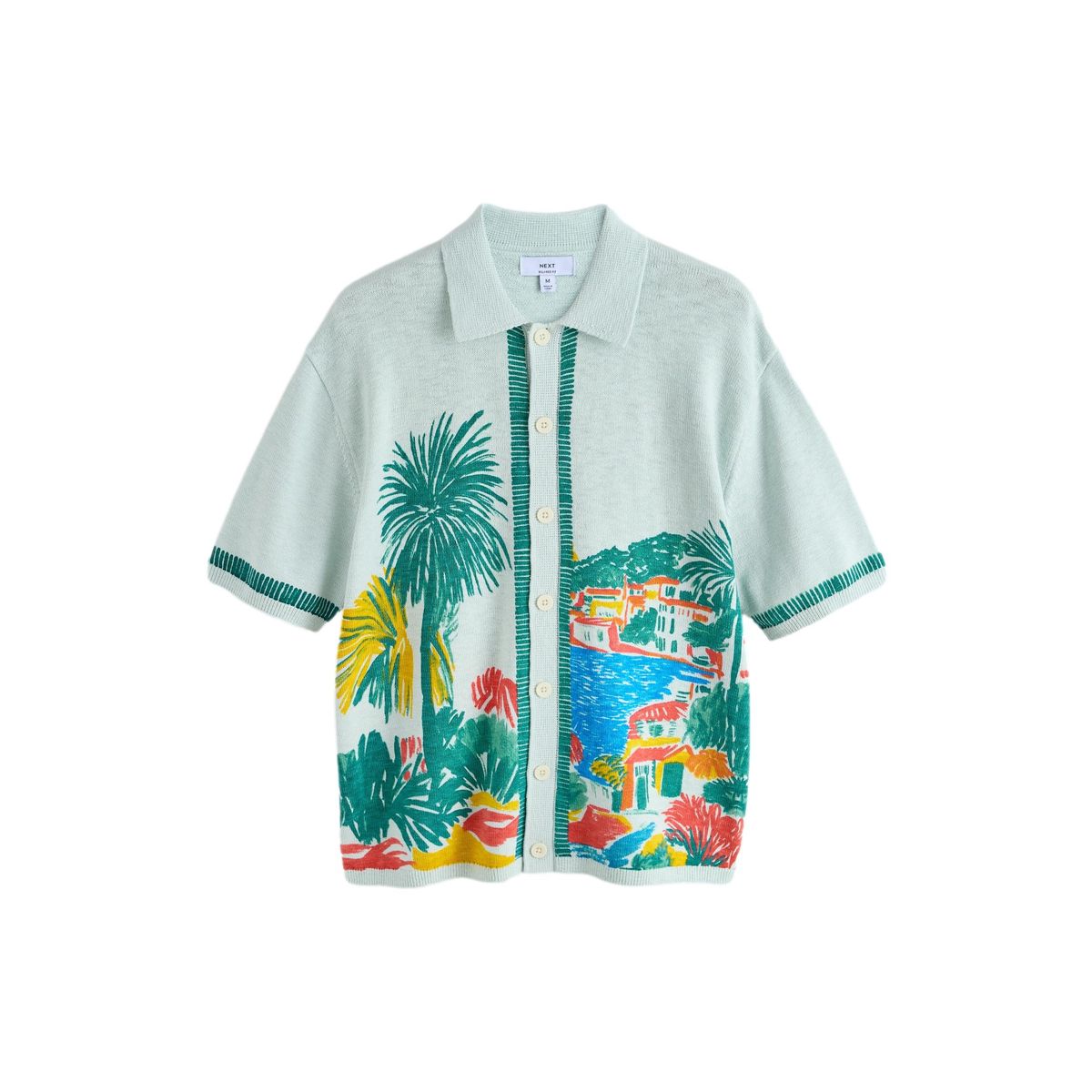 Chemise en maille à imprimé paysage bleu clair, NEXT