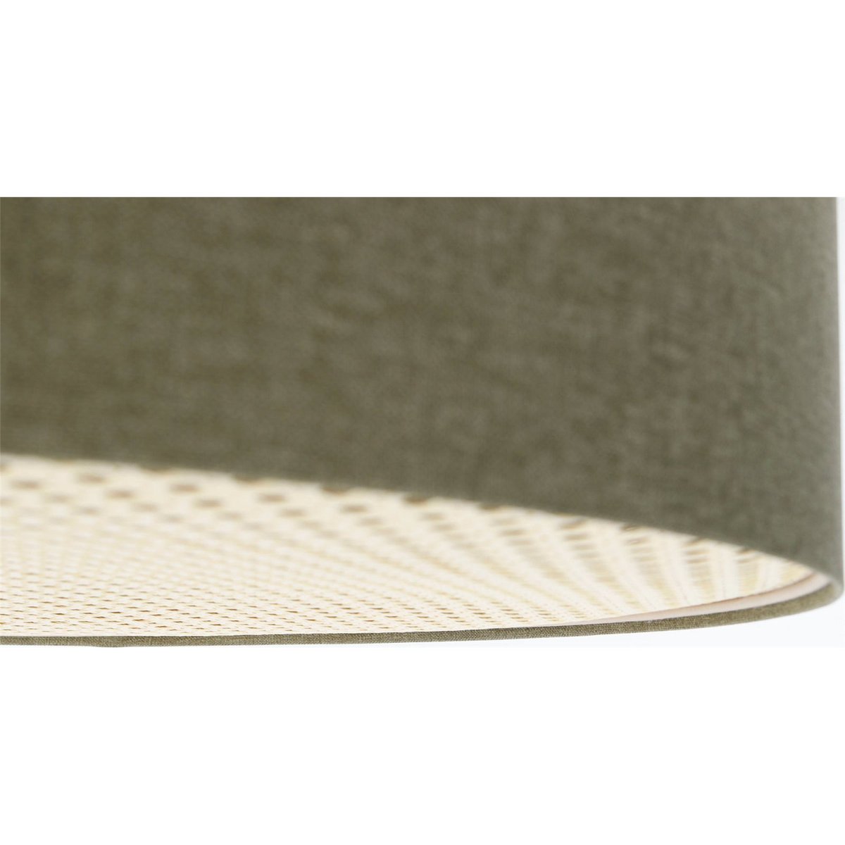 Plafonnier rond en tissu avec diffuseur rotin Boho Elegant vert avec touche rotin naturel, BPS KONCEPT