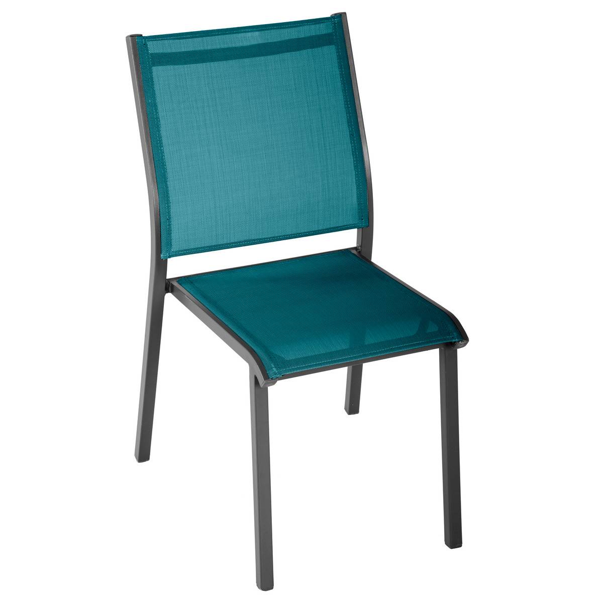 Chaise de jardin empilable en aluminium ESSENTIA bleu canard, HESPERIDE