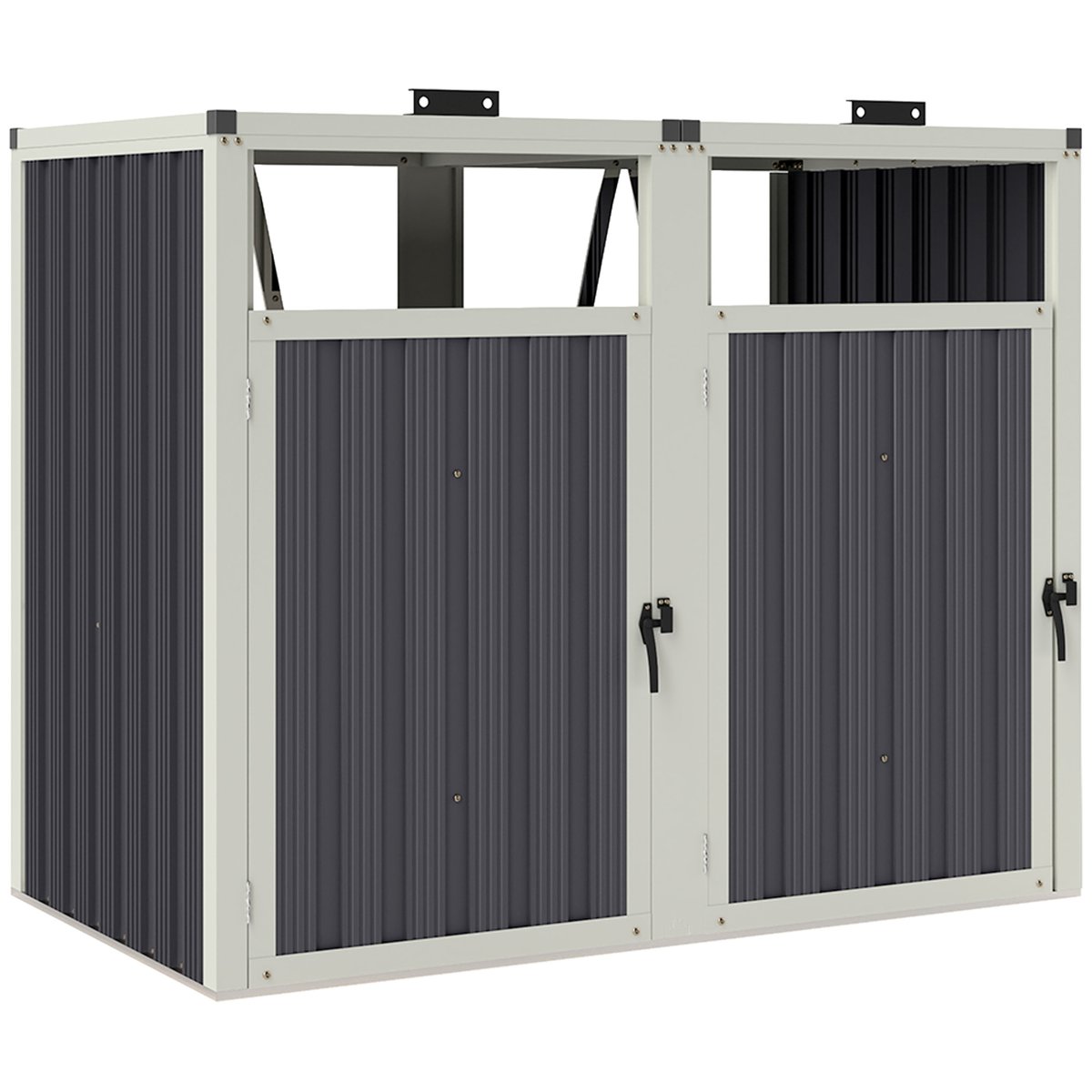 Abri pour poubelles Acier galvanisé Gris gris, OUTSUNNY