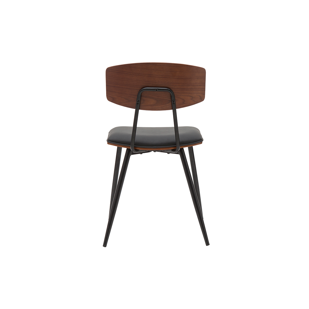 Chaises vintage en bois foncé noyer assises noires et métal noir (lot de 2) JOLINE noyer / noir, MILIBOO