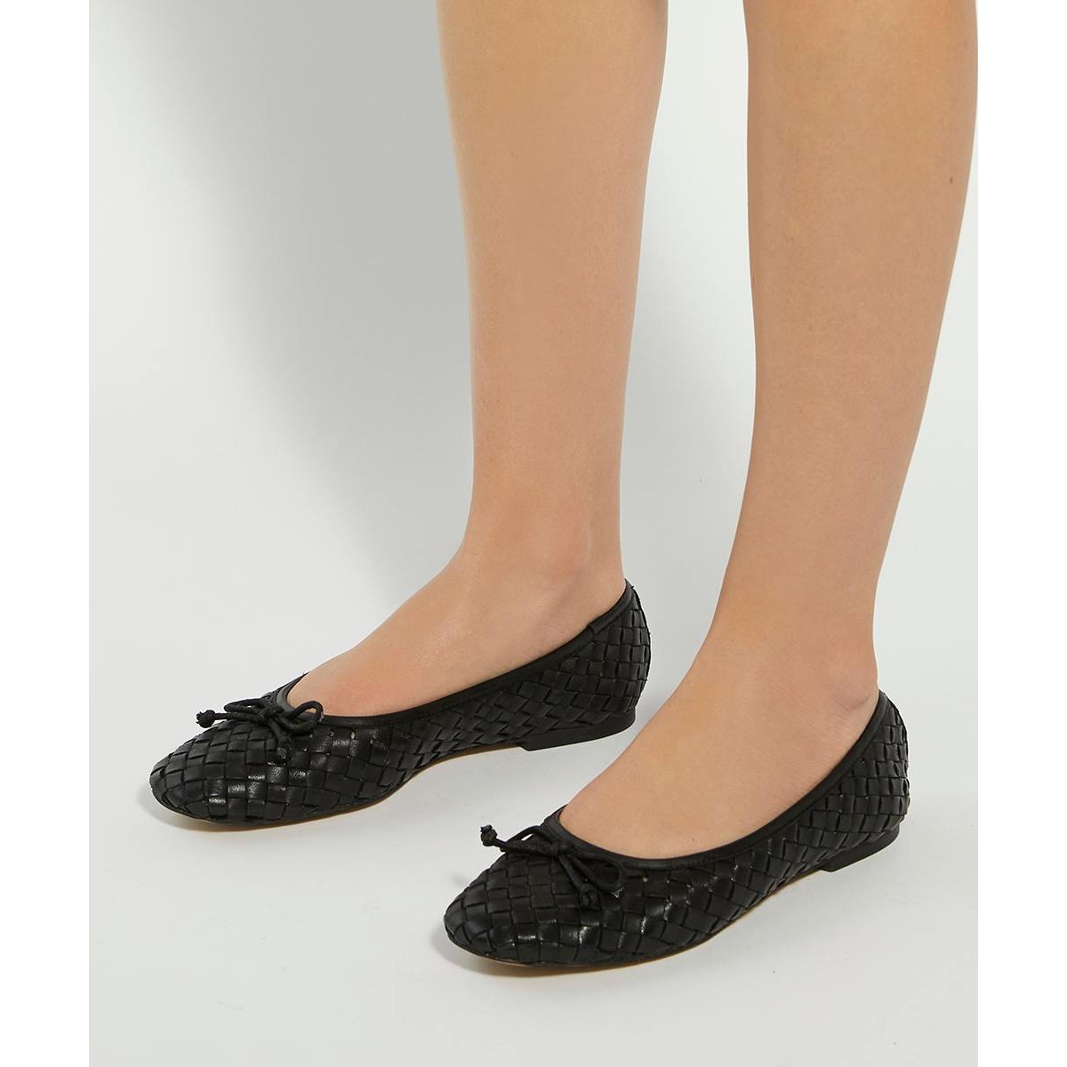 Ballerines tissées - Wide Fit HEAT black-leather, DUNE LONDON