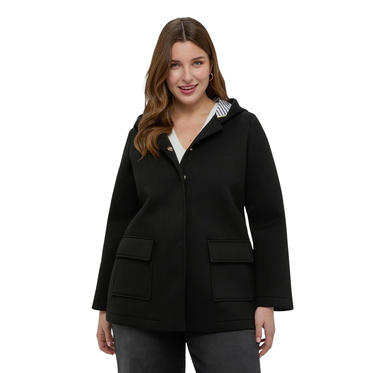 Veste en néoprène à capuche noir, FIORELLA RUBINO