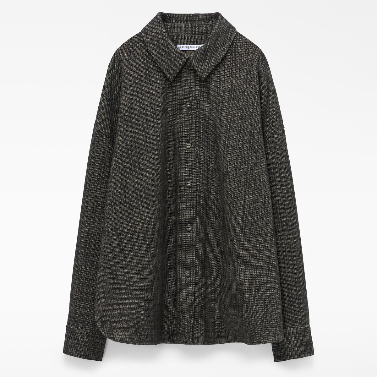 Chemise droite chinée à col italien noir/camel, ADOLFO DOMINGUEZ
