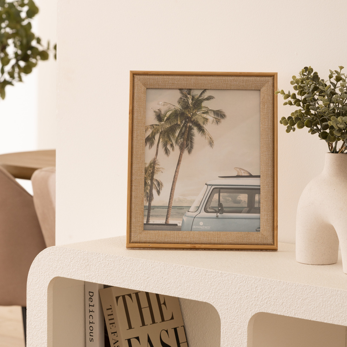 Cadre photo en tissu ZERA beige lin, ATMOSPHERA