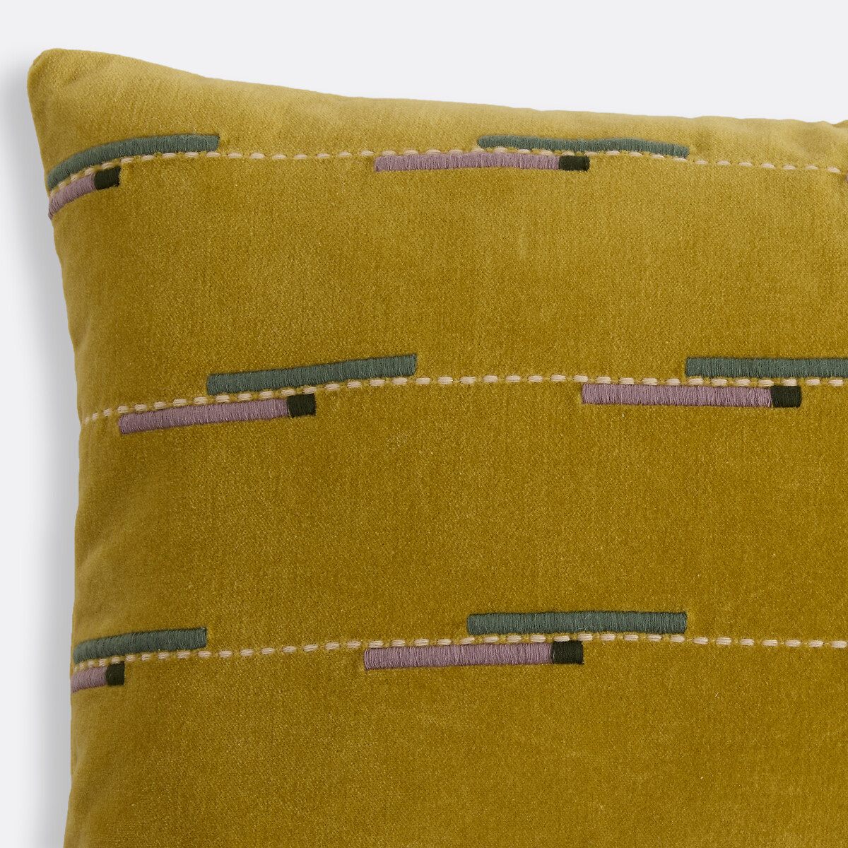 Housse de coussin rectangulaire, en velours de coton brodé, JANAE multicolore, LA REDOUTE INTERIEURS