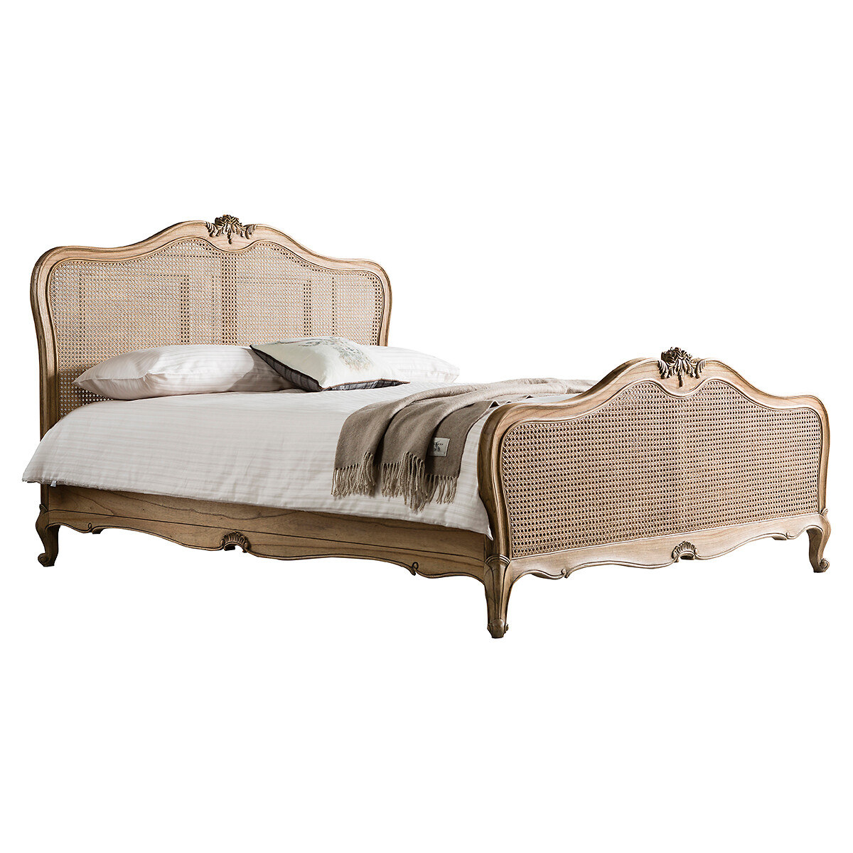 Cleo French Vintage Rattan Bed wood, ÉDITÉ