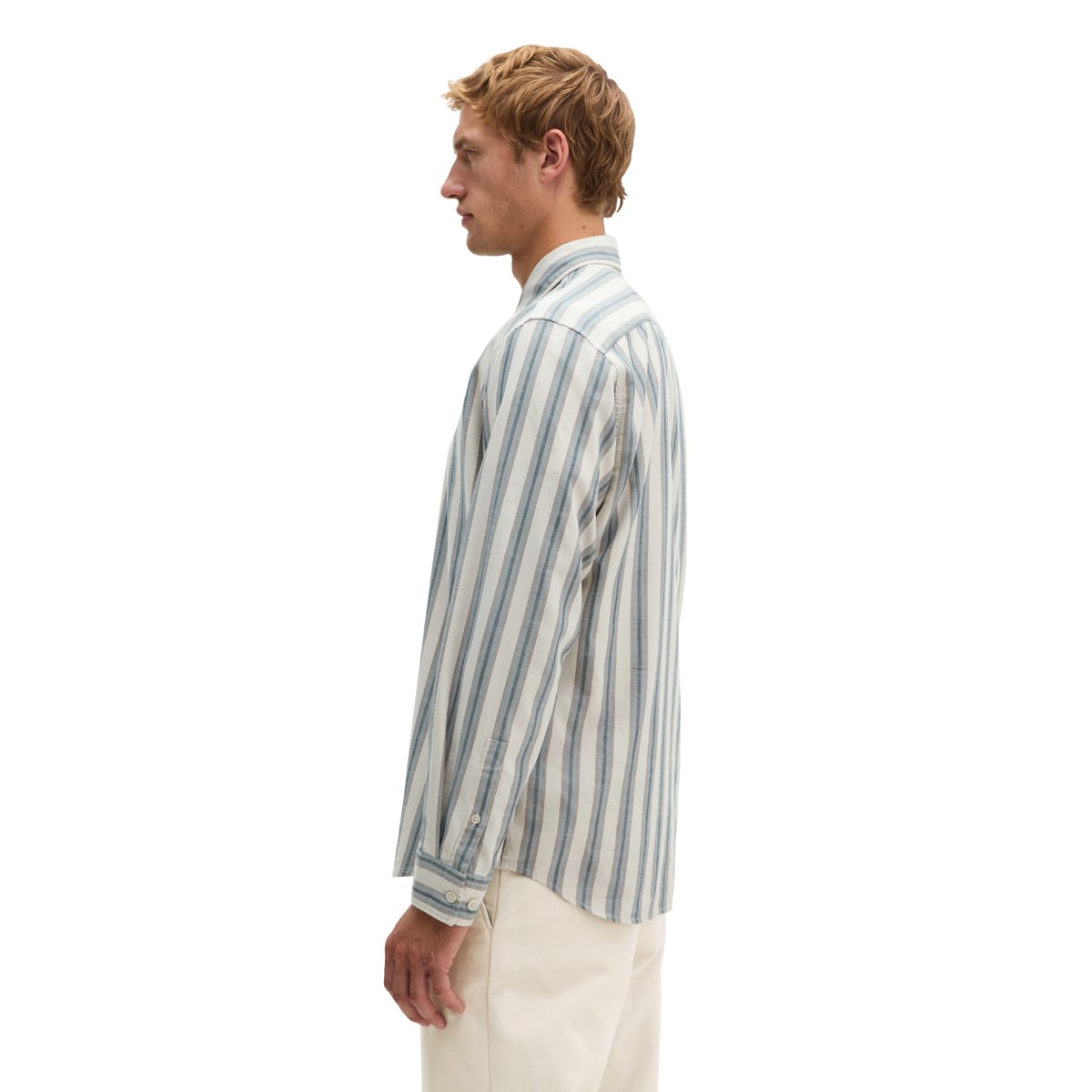 Chemise en sergé, coupe classique en coton biologique et lyocell blanc/bleu, MARC O'POLO