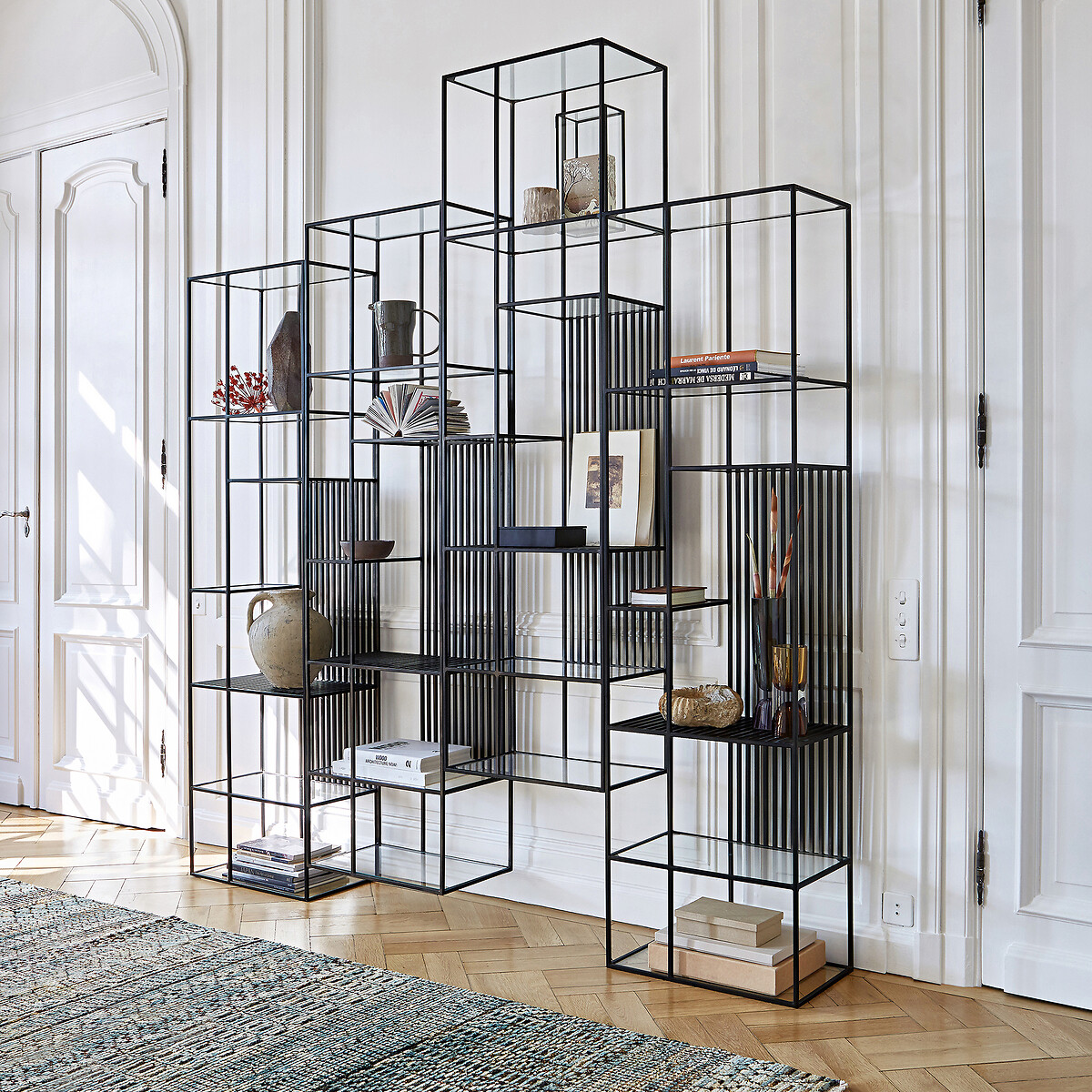 Libreria metallo acciaio e vetro, Rectiligne gun metal, AM.PM