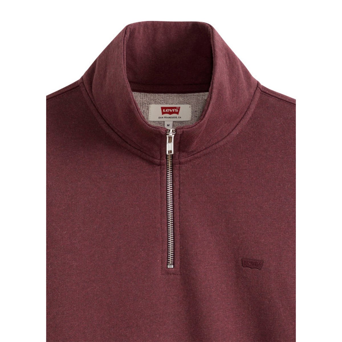 Sweat en coton bordeaux à coupe ajustée pourvu d'un col camionneur zippé rouge foncé, LEVI'S