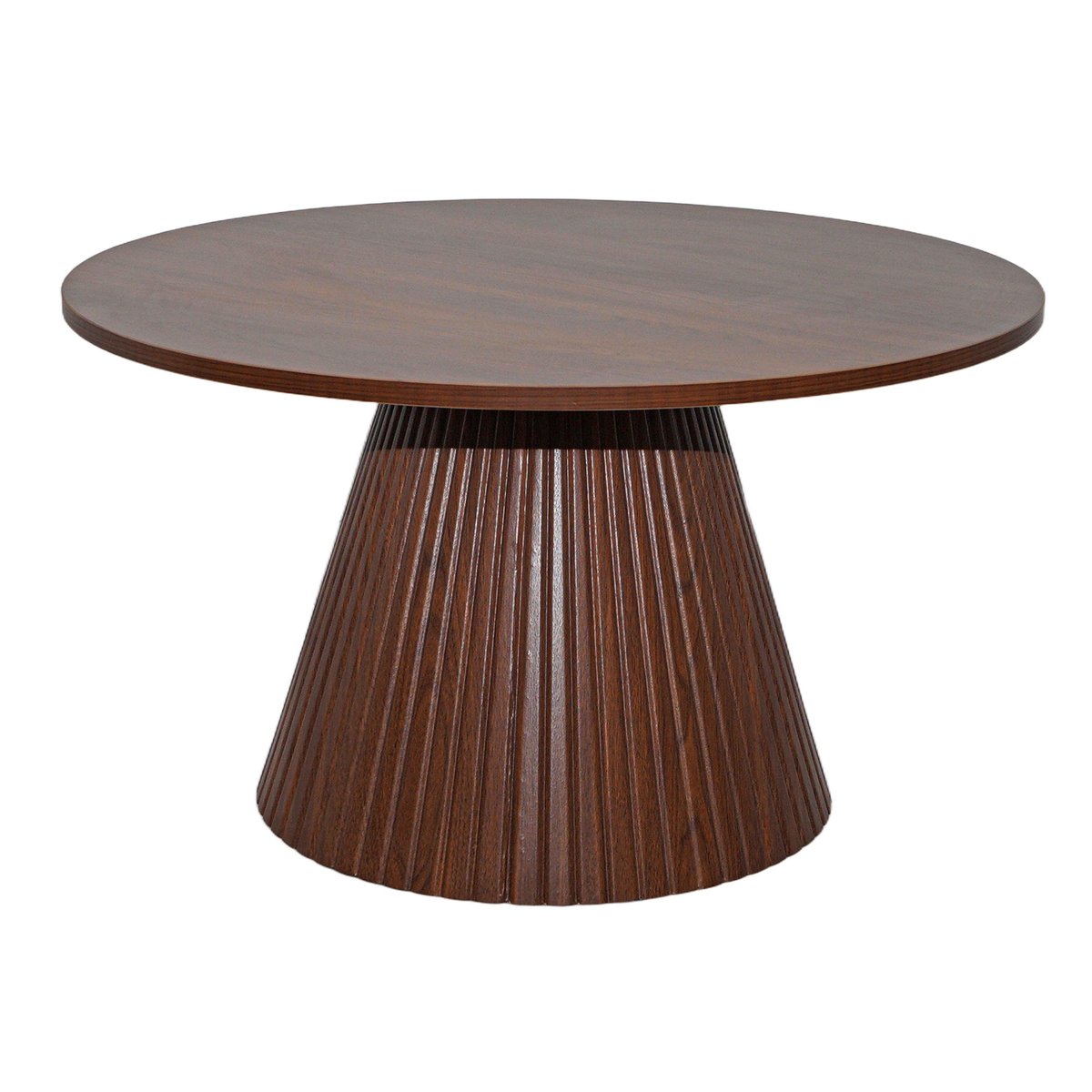 Table basse effet bois ronde 80 x 45 cm, LESLY bois foncé, OVIALA