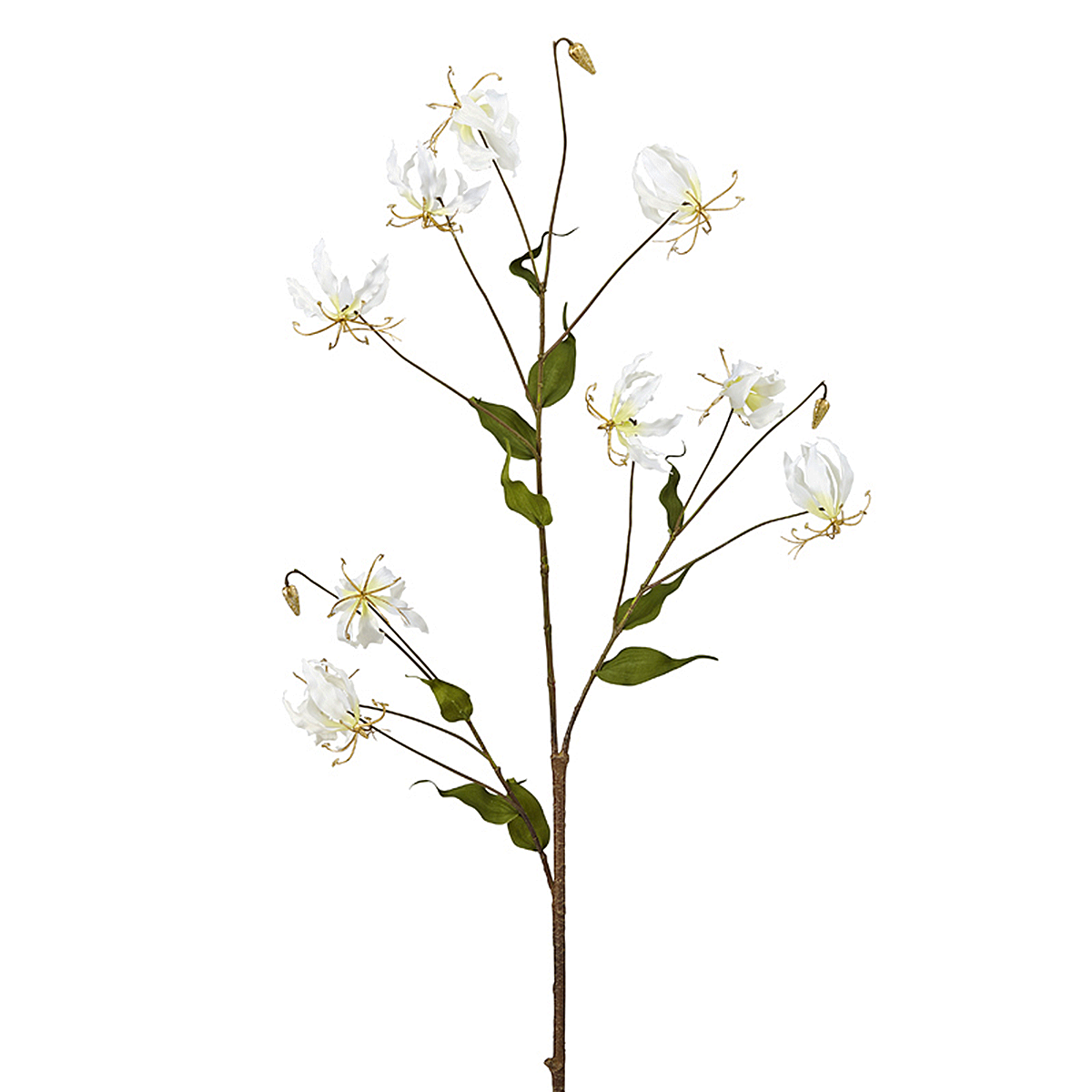 Tige de gloriosa pailletée artificielle H125 AMY blanc, SIA DECO