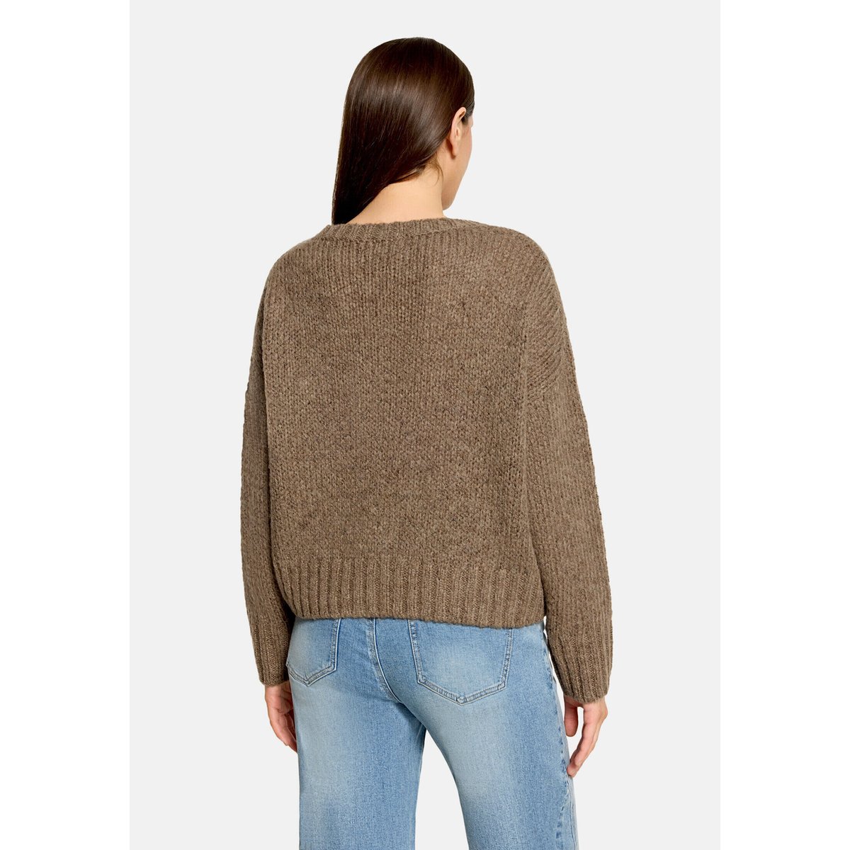 Pull-over basique à encolure ronde marron clair, CARTOON
