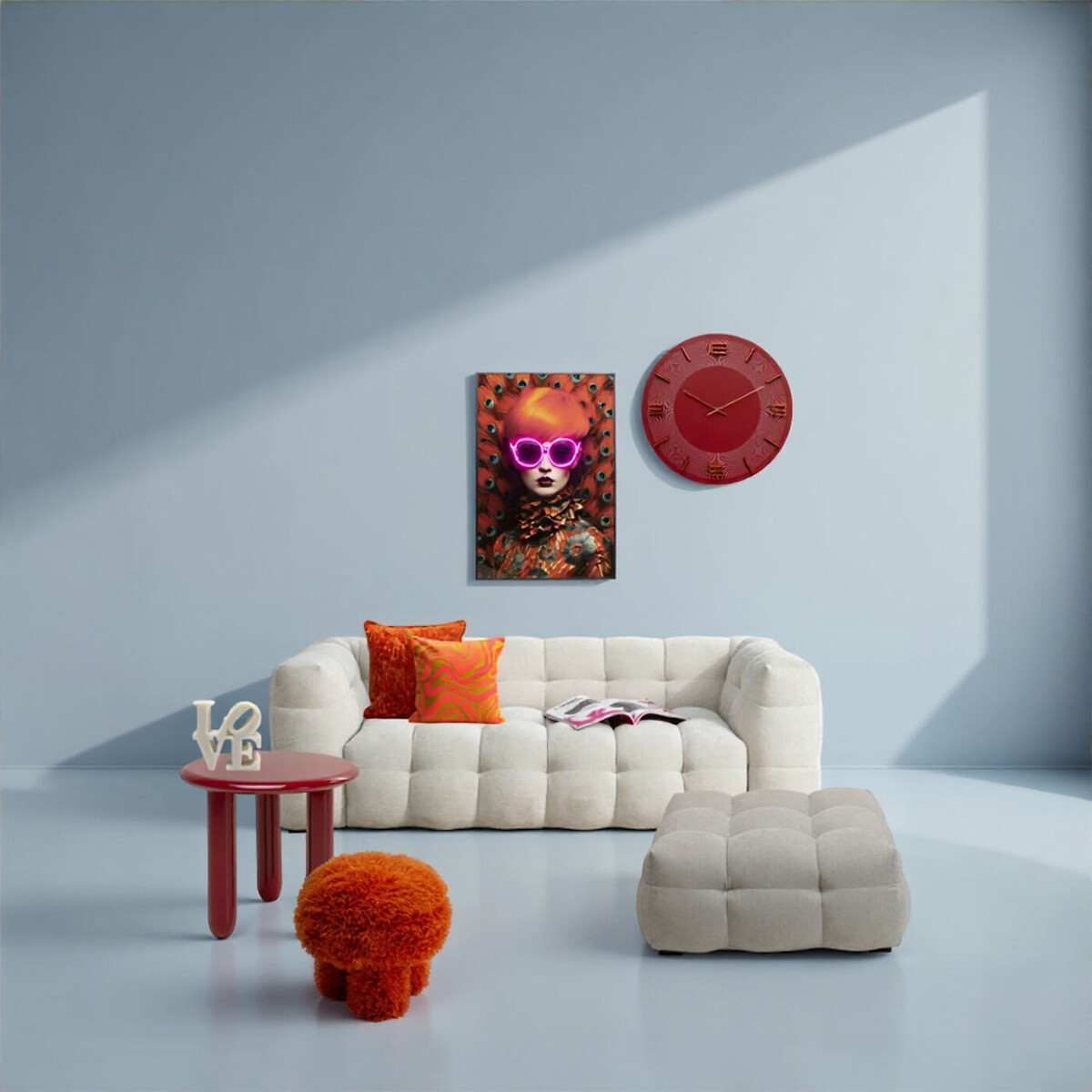 Tableau encadré LED Fancy rouge Lady 75x55cm multicolore, KARE DESIGN
