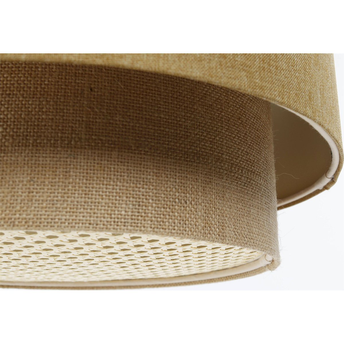 Suspension ronde en tissu et rotin Boho Elegant beige crème et rotin naturel, BPS KONCEPT