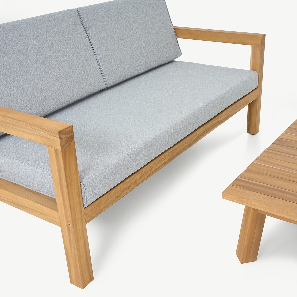 Canapé de jardin 2 places en bois FSC - PALAU gris chiné, HOMIFAB