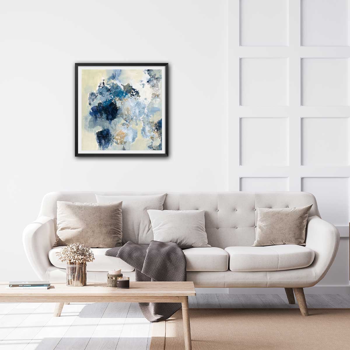 Affiche Indigo bleu affiche + cadre en bois - noir, HEXOA
