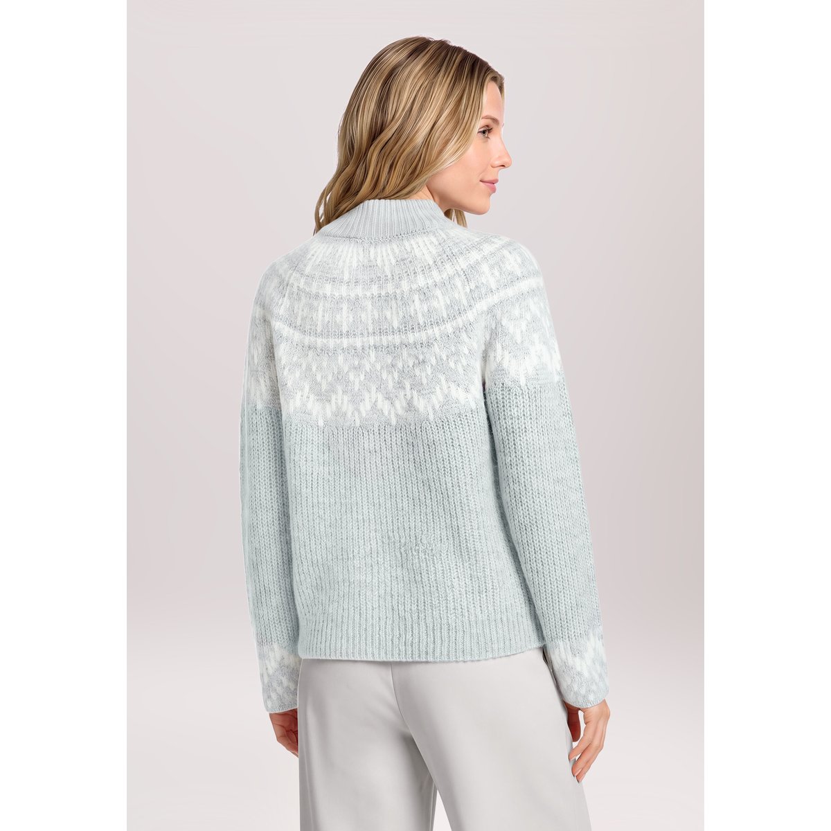 Pull-over en maille à motif jacquard gris/blanc, BETTY & CO