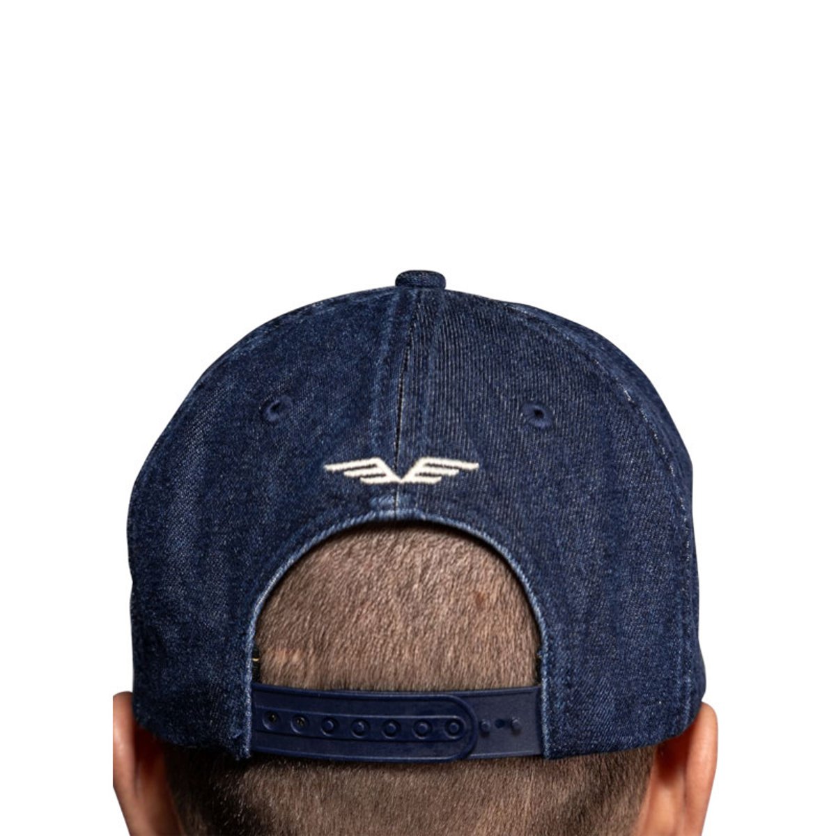 Casquette Roswell en coton bleue denim pourvue du patch de la marque bleu foncé, DAYTONA