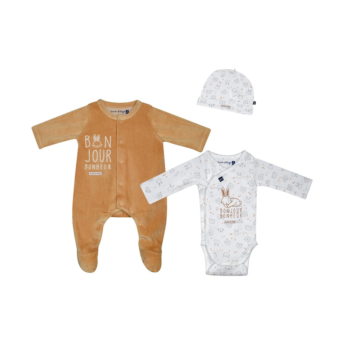 Set naissance nathan maille ouverture devant naissance beige, SUCRE D'ORGE