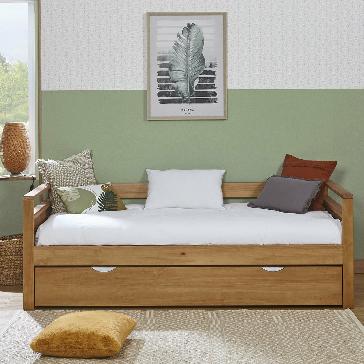 Lit banquette gigogne Bois massif IVY bois, AKITEN RETAIL