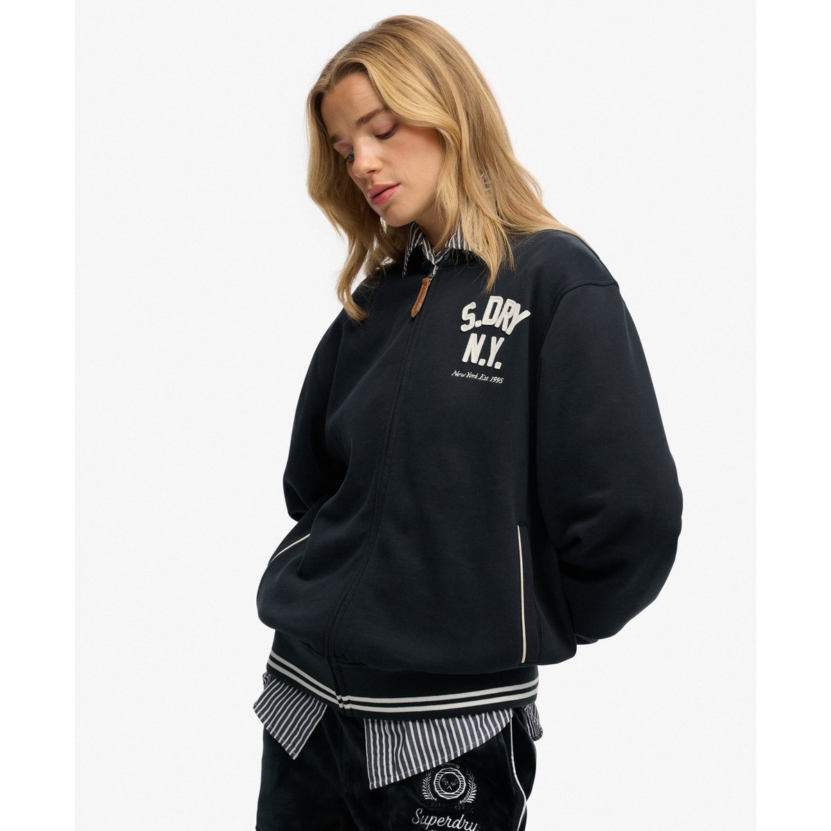Bomber Jersey Country Club bleu marine éclipse, SUPERDRY