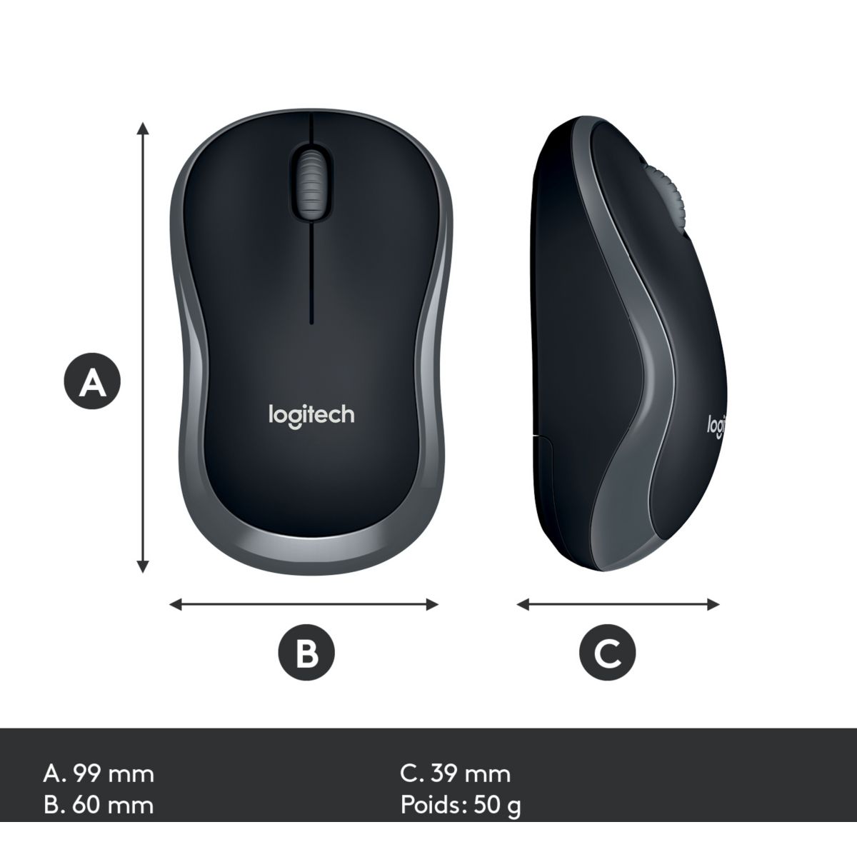 Souris sans fil M185 Swift Grey gris, LOGITECH
