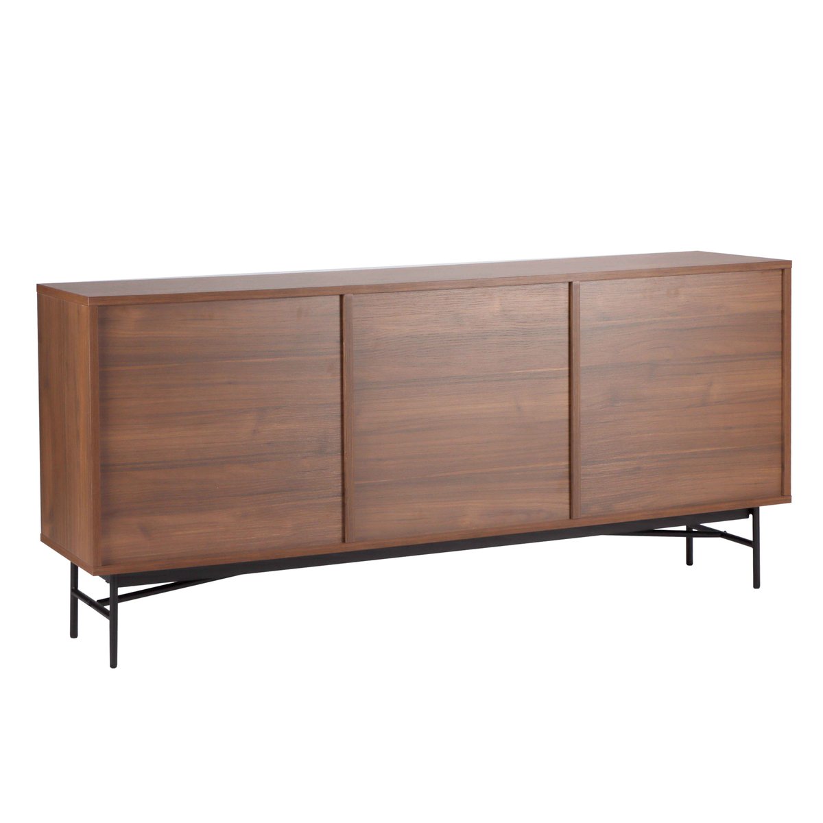 Buffet 2 portes et 3 tiroirs en mélaminé et acier 160 cm, GABIN marron, OVIALA