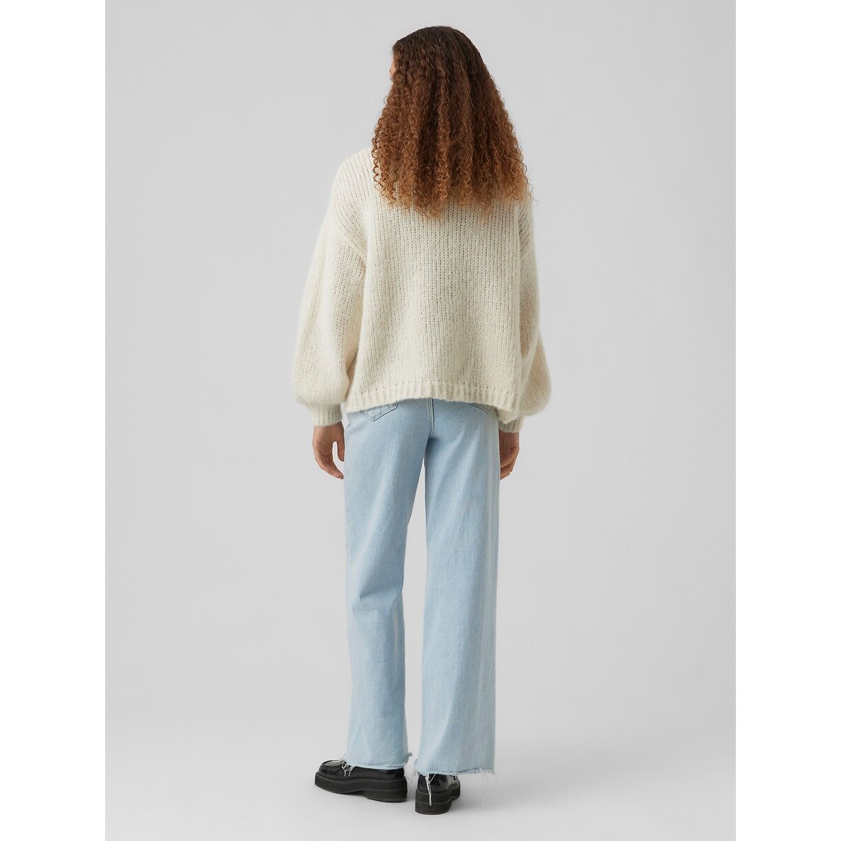 Gilet ouvert en grosse maille ecru, VERO MODA