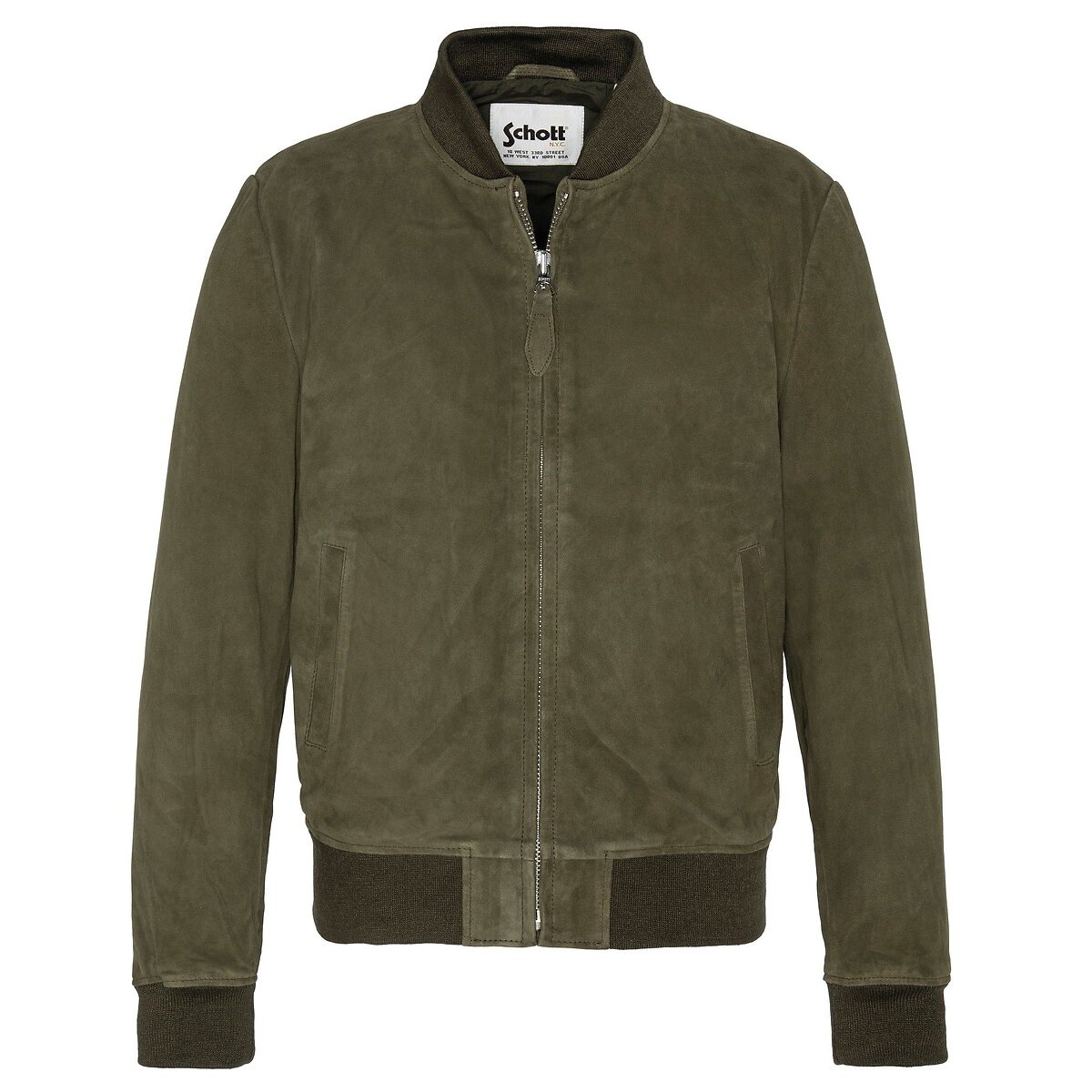 Bomber en cuir de chèvre LC300 vert kaki, SCHOTT